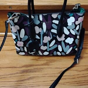 Kate Spade Black and Purple Floral Shoulder Bag